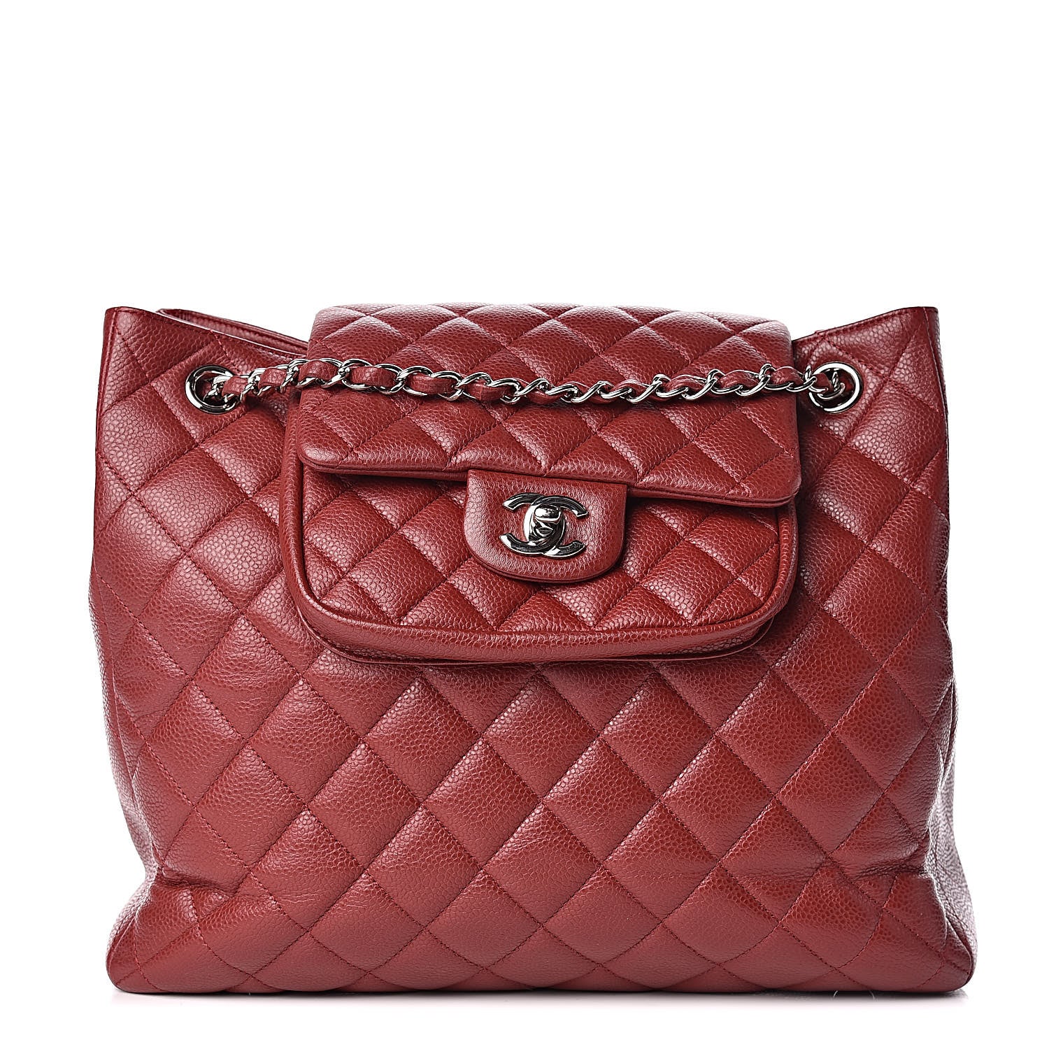 Chanel Caviar Quilted Flap Tote Red 1 of 11