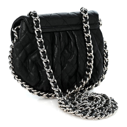 Chanel Washed Lambskin Quilted Mini Chain Around Flap Black 3 of 10