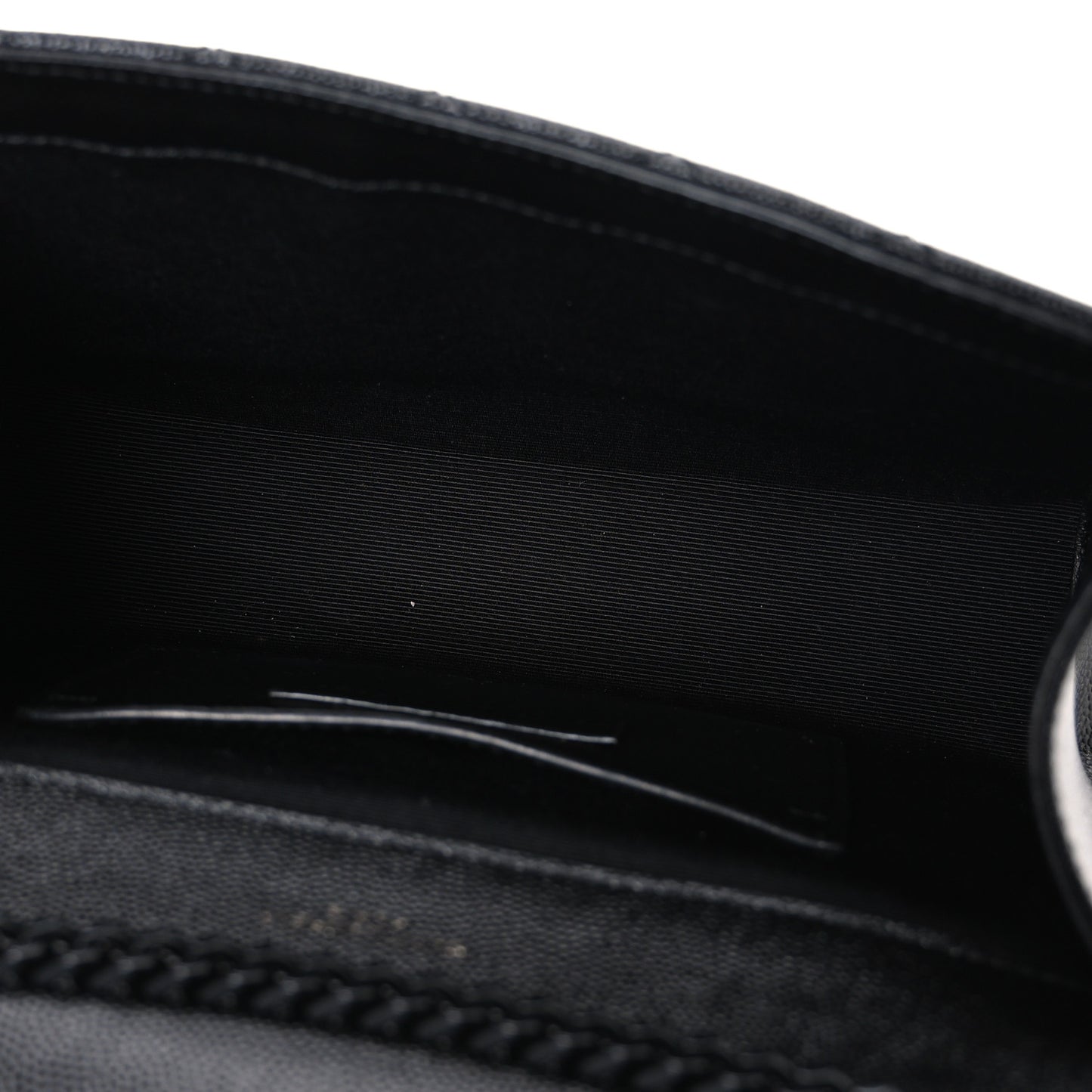Grain De Poudre Textured Mixed Matelasse Triquilt Small Monogram Monochrome Satchel Black