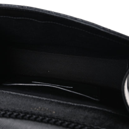 Saint Laurent Grain De Poudre Textured Mixed Matelasse Triquilt Small Monogram Monochrome Satchel Black 5 of 11