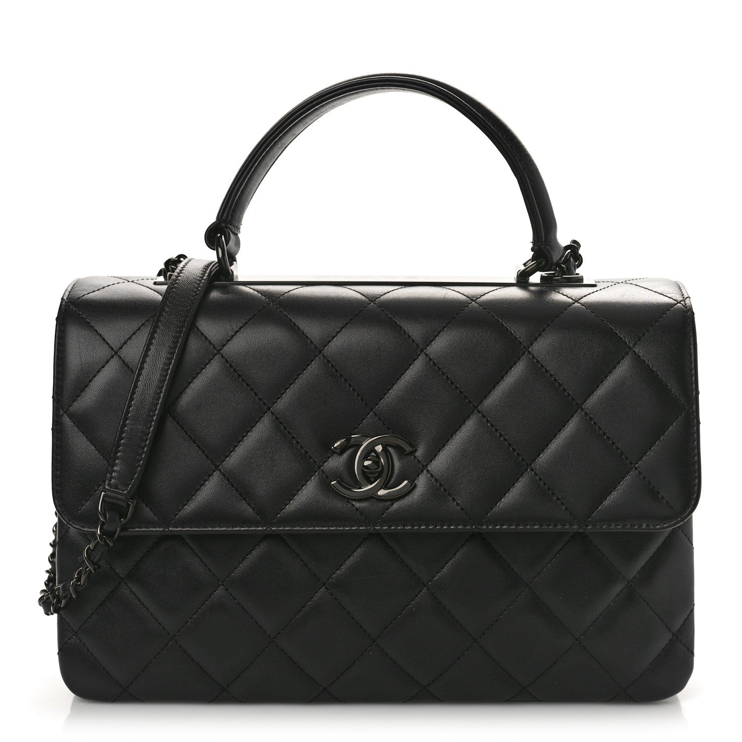 Chanel Lambskin Quilted Medium Trendy CC Flap Dual Handle Bag So Black 1 of 9