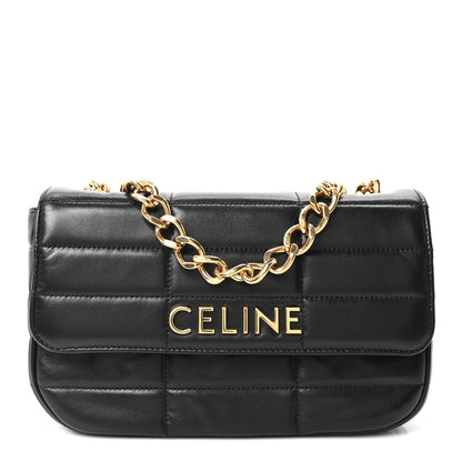 Celine Goatskin Matelasse Chain Shoulder Bag Black 1 of 9