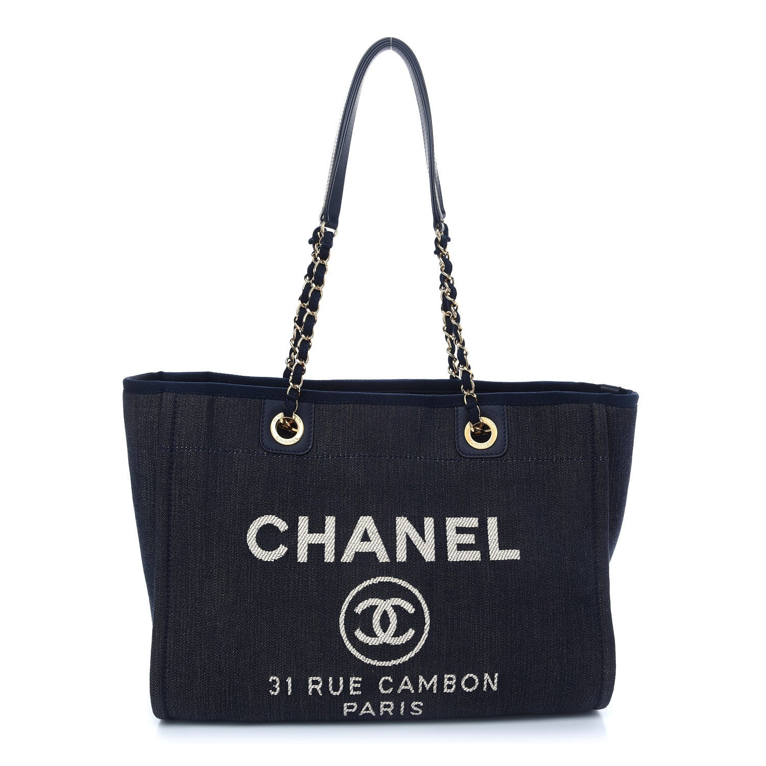 Chanel Denim Small Deauville Tote Dark Blue 1 of 9