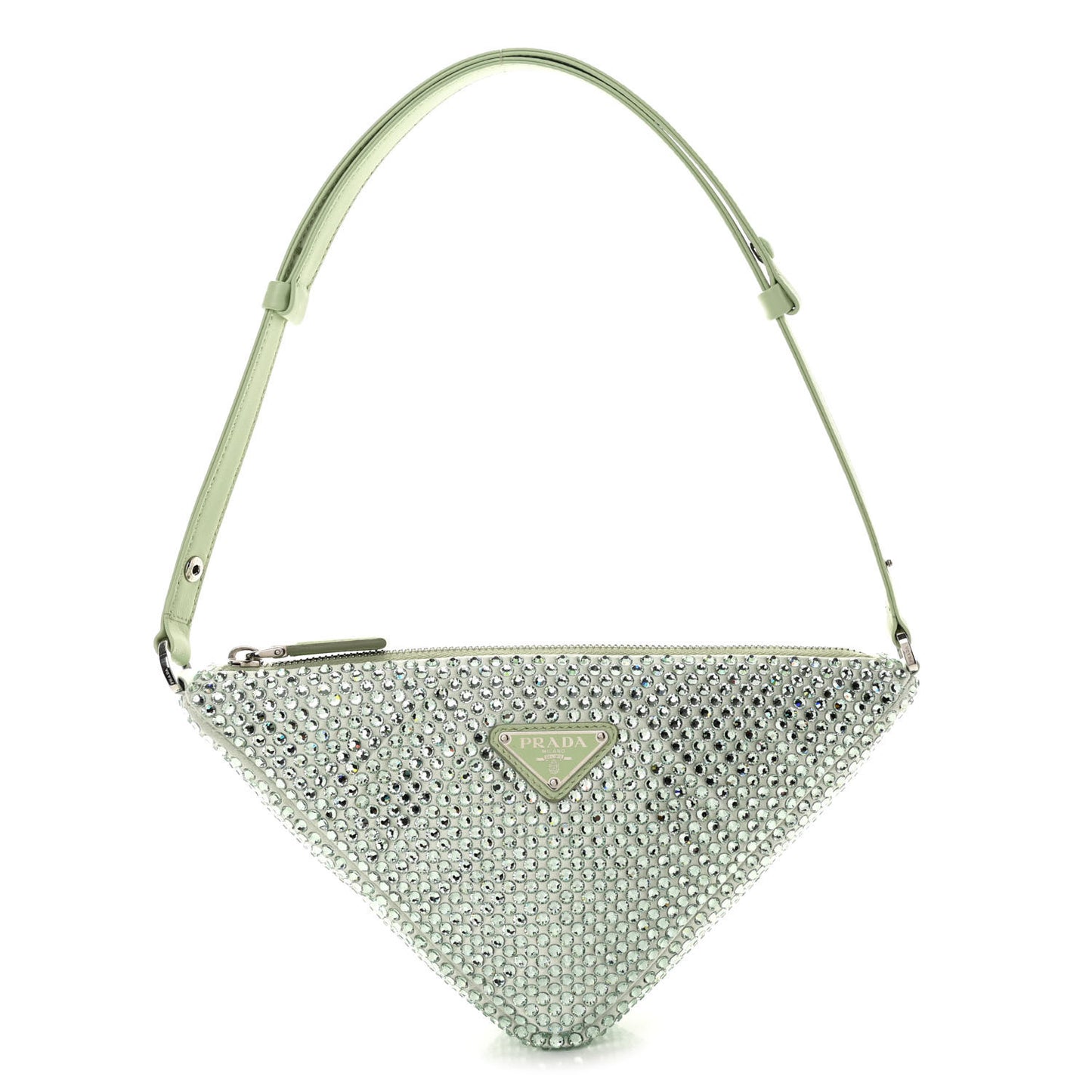 Satin Crystal Triangle Pouch Acqua