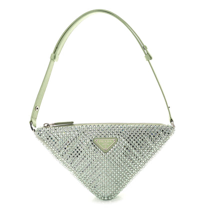 Prada Satin Crystal Triangle Pouch Acqua 1 of 10