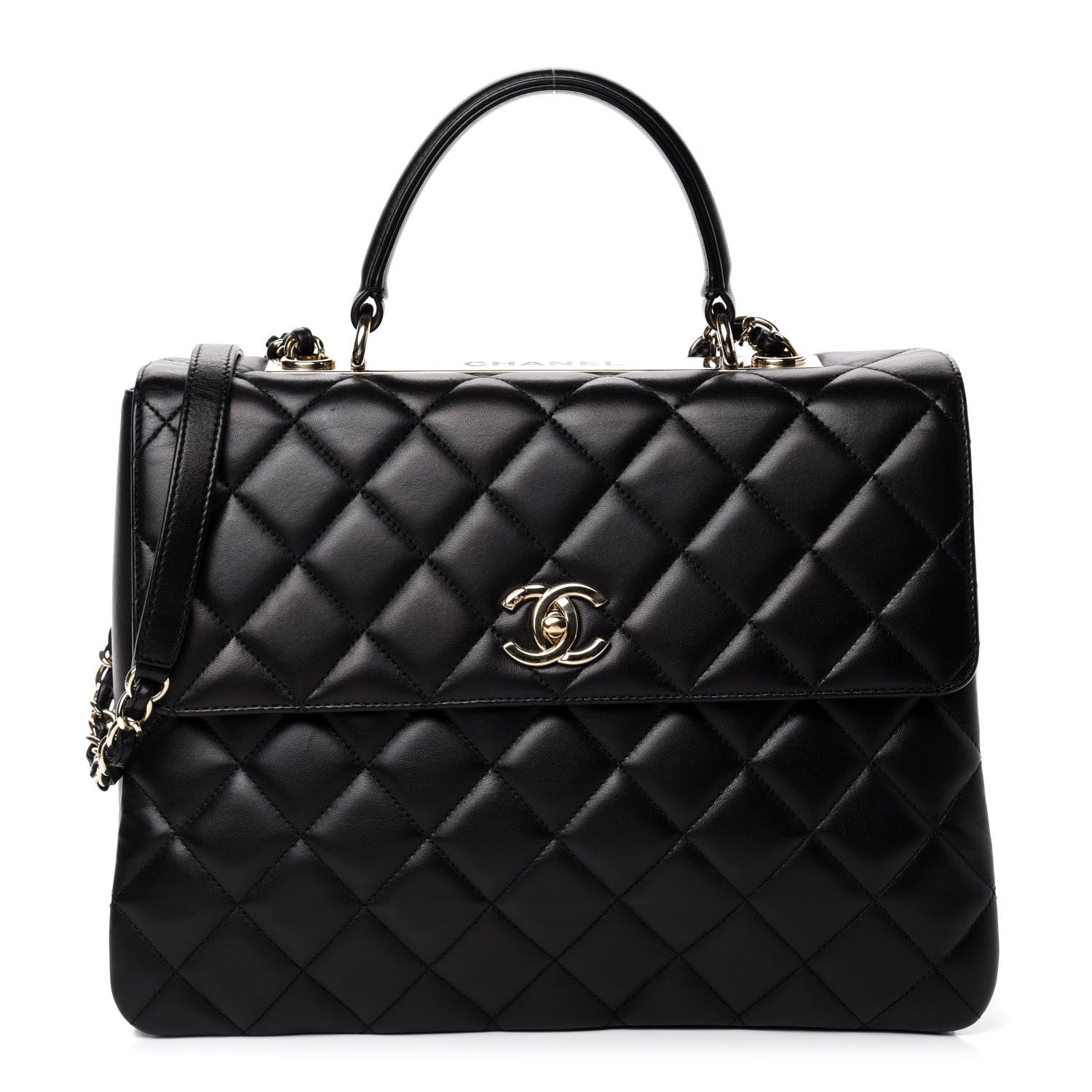 Chanel Lambskin Quilted Large Trendy CC Dual Handle Flap Bag Black 1 of 15