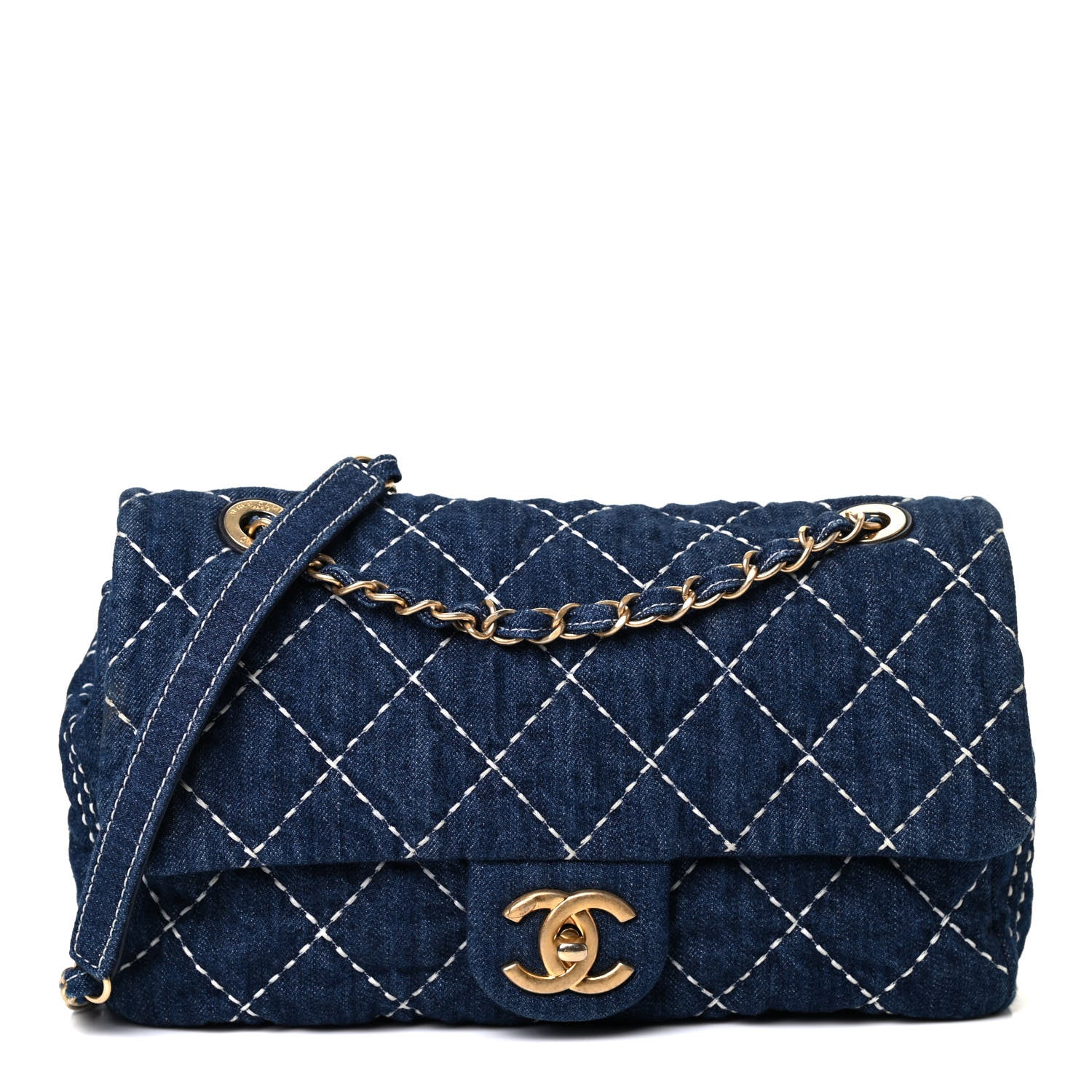 Chanel Denim Quilted Medium Denim Trip Single Flap Blue 1 of 4