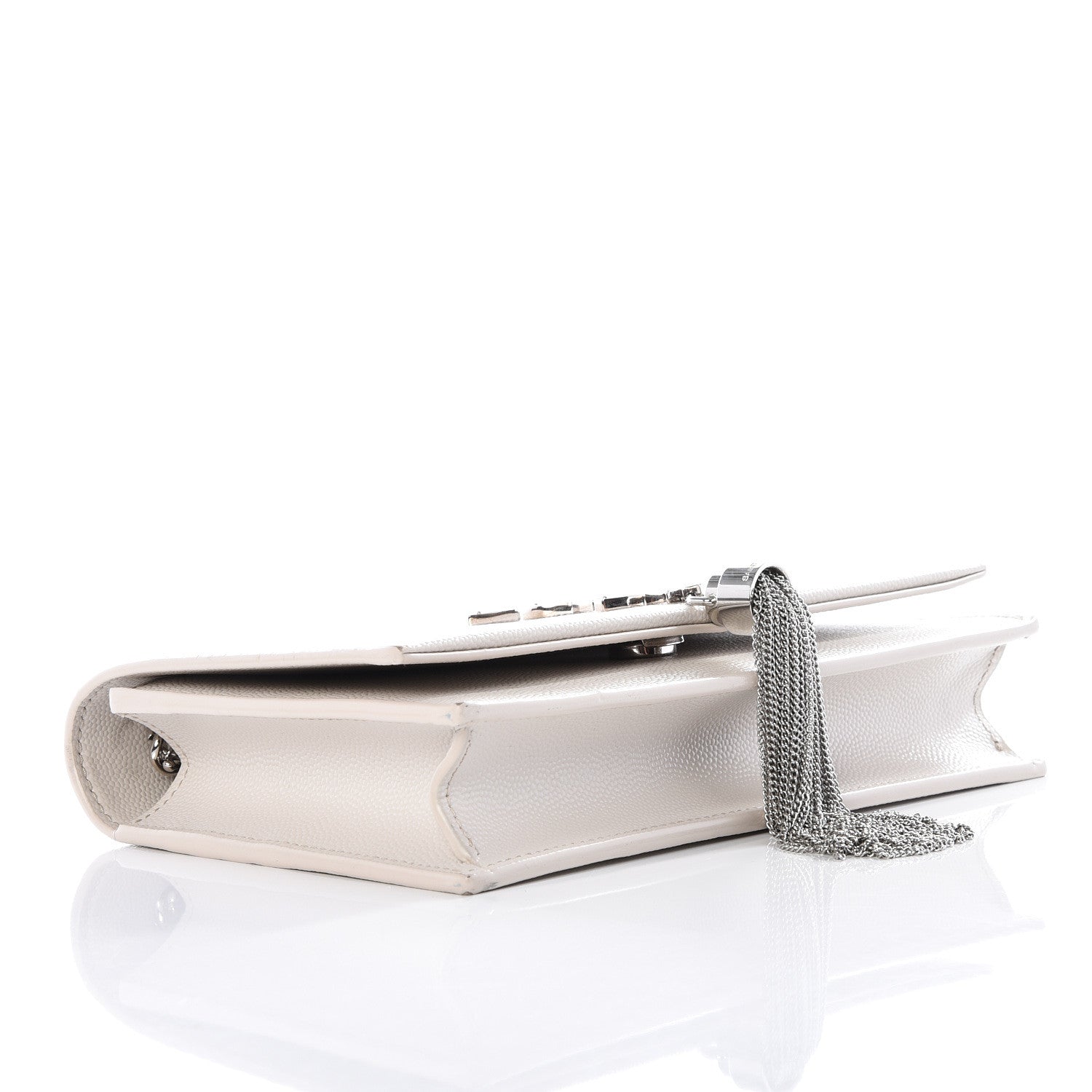 Saint Laurent Grain De Poudre Classic Monogram Kate Tassel Chain Wallet White 3 of 8