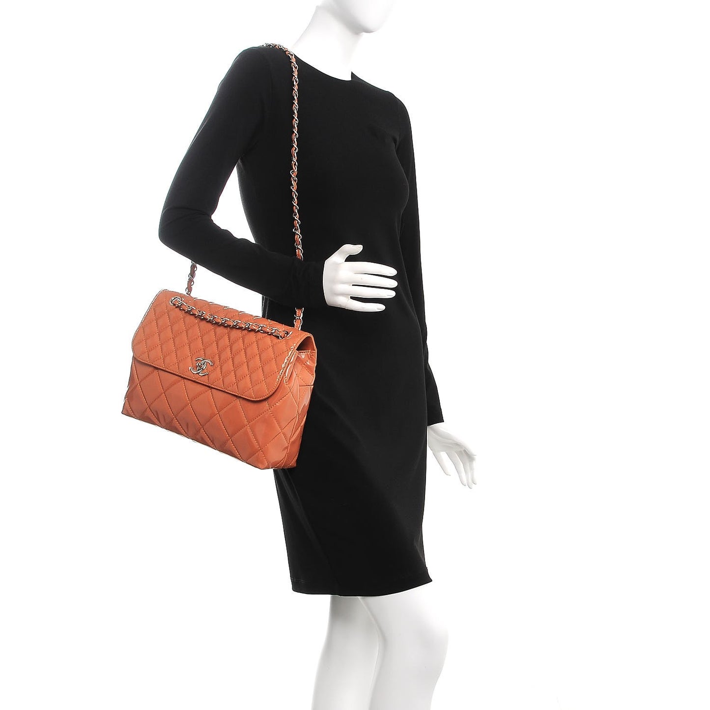 Vinyl Quilted In the Business Flap Bag Orange