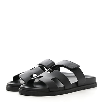 Hermes Calfskin Womens Chypre Sandals 39 Black 3 of 11