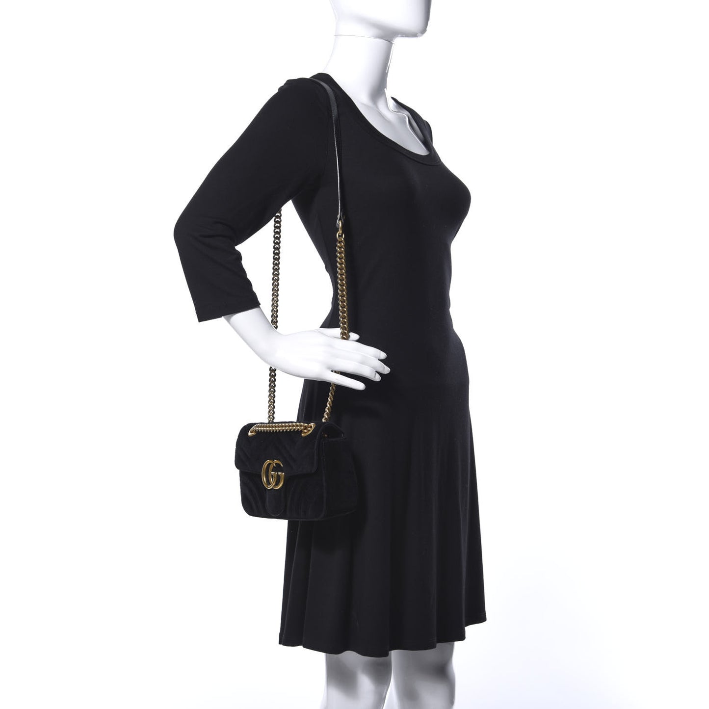 Velvet Matelasse Mini GG Marmont Shoulder Bag Black