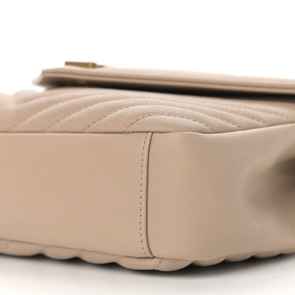 Saint Laurent Sheepskin Matelasse Chevron Monogram Medium College Bag Dark Beige 10 of 10