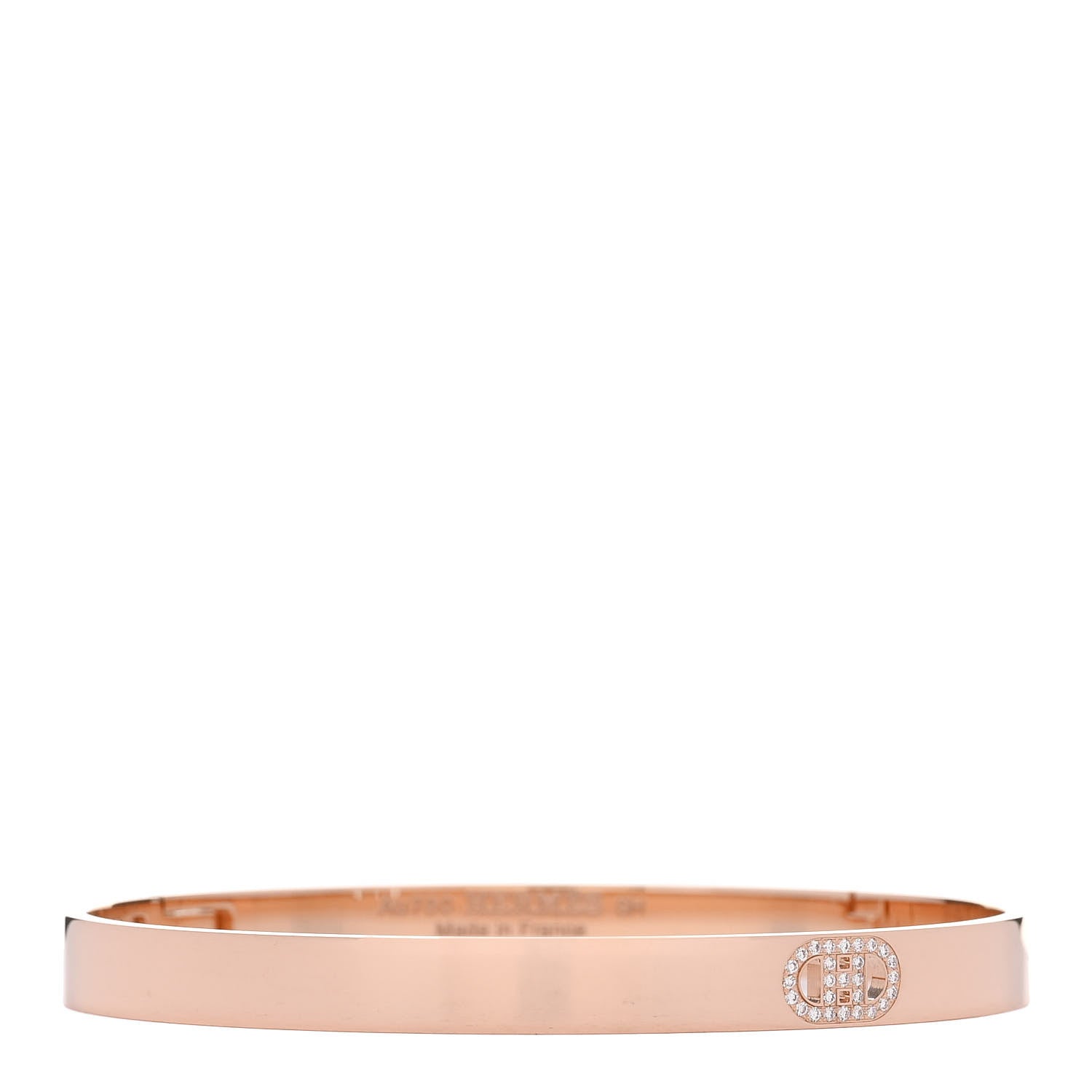 Hermes 18K Rose Gold Diamond PM H D'Ancre Bracelet SH 1 of 5