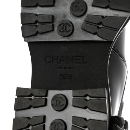 Chanel Patent Calfskin Cap Toe Ankle Boots 36.5 Black 8 of 8