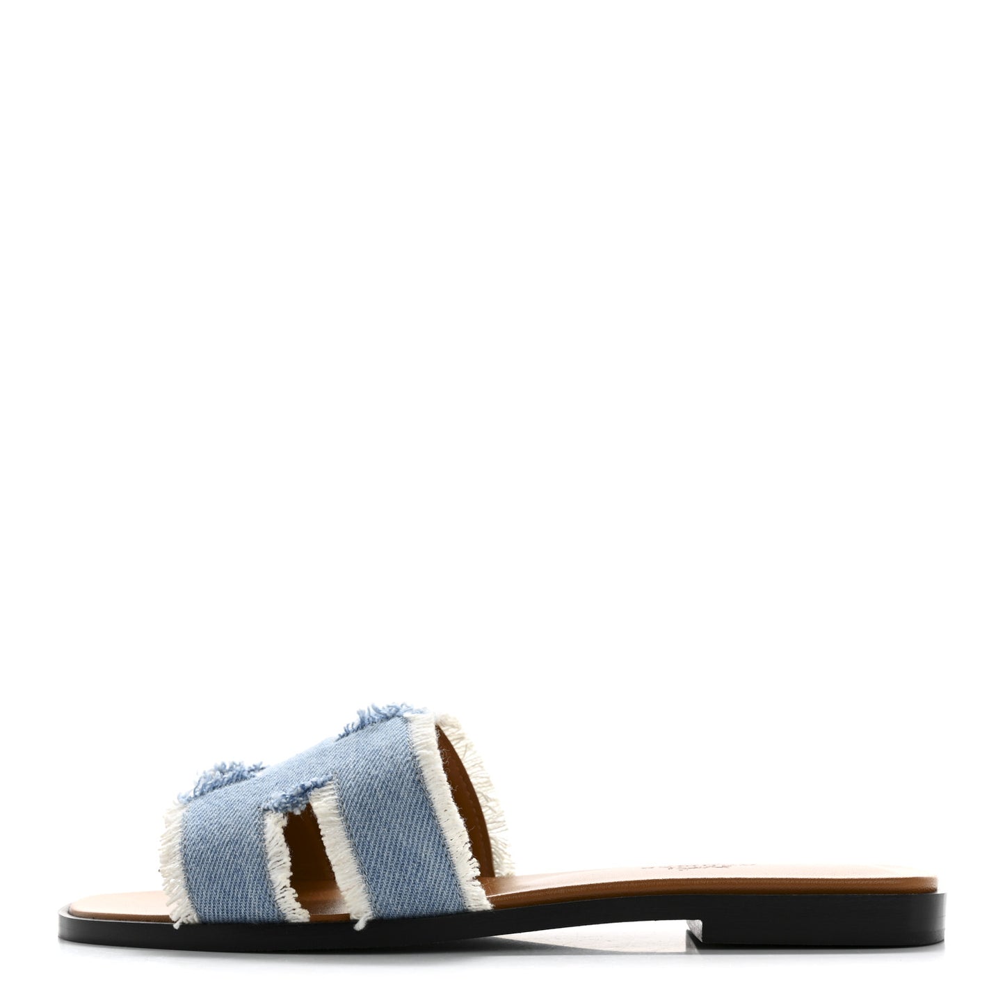 Denim Oran Fringe Sandals 36 Bleu Clair
