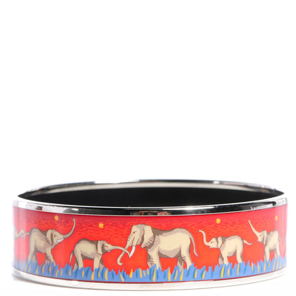 Hermes Enamel Printed Elephants Grazing Wide Bracelet 70 1 of 5