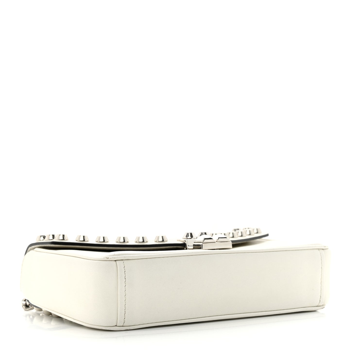 Vitello Calfskin Studded Shoulder Bag White