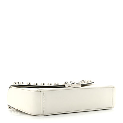 Prada Vitello Calfskin Studded Shoulder Bag White 4 of 16