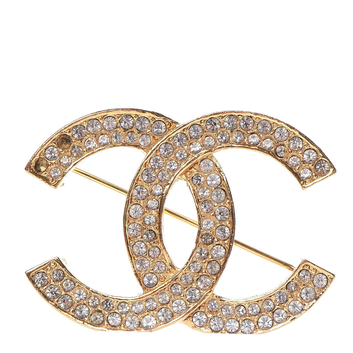 Crystal CC Brooch Gold