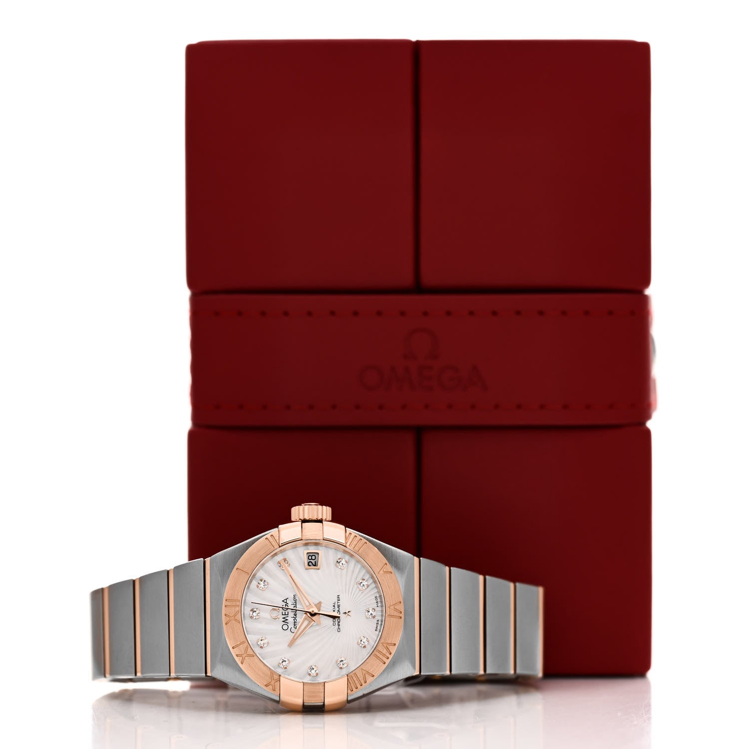 Omega Stainless Steel 18K Red Gold Diamond Mother of Pearl 27mm Constellation Automatic Watch 123.20.27.20.55.001 5 of 5
