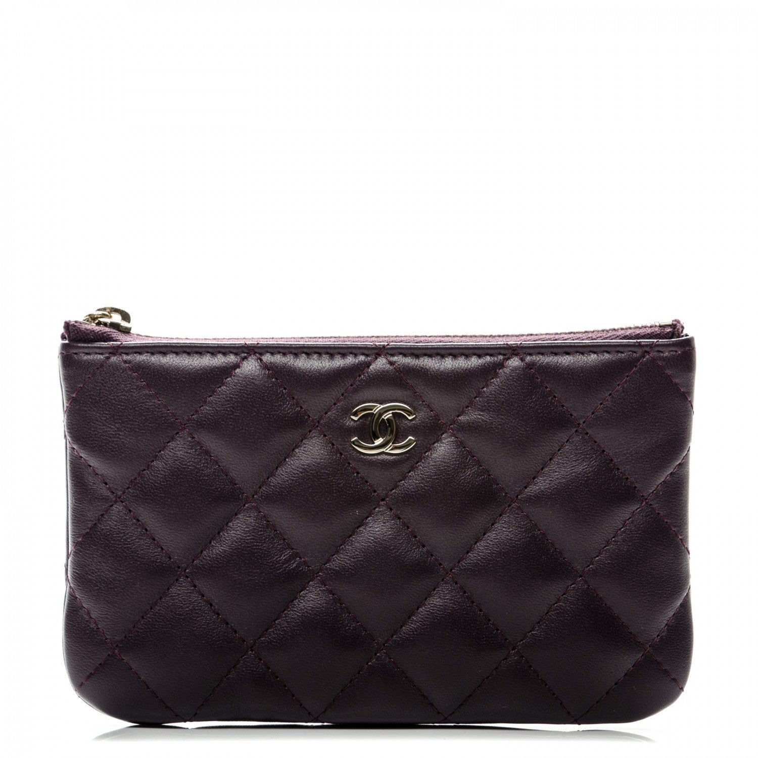Chanel Lambskin Quilted Small Cosmetic Case Dark Purple 1 of 6