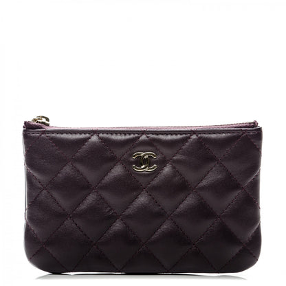 Chanel Lambskin Quilted Small Cosmetic Case Dark Purple 1 of 6