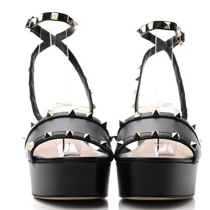 Valentino Garavani Calfskin Rockstud 35/75mm Platform Sandals 40.5 Black 2 of 8