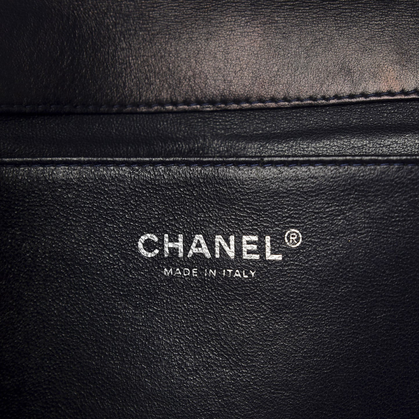 Lambskin Quilted Clutch With Chain Flap Navy