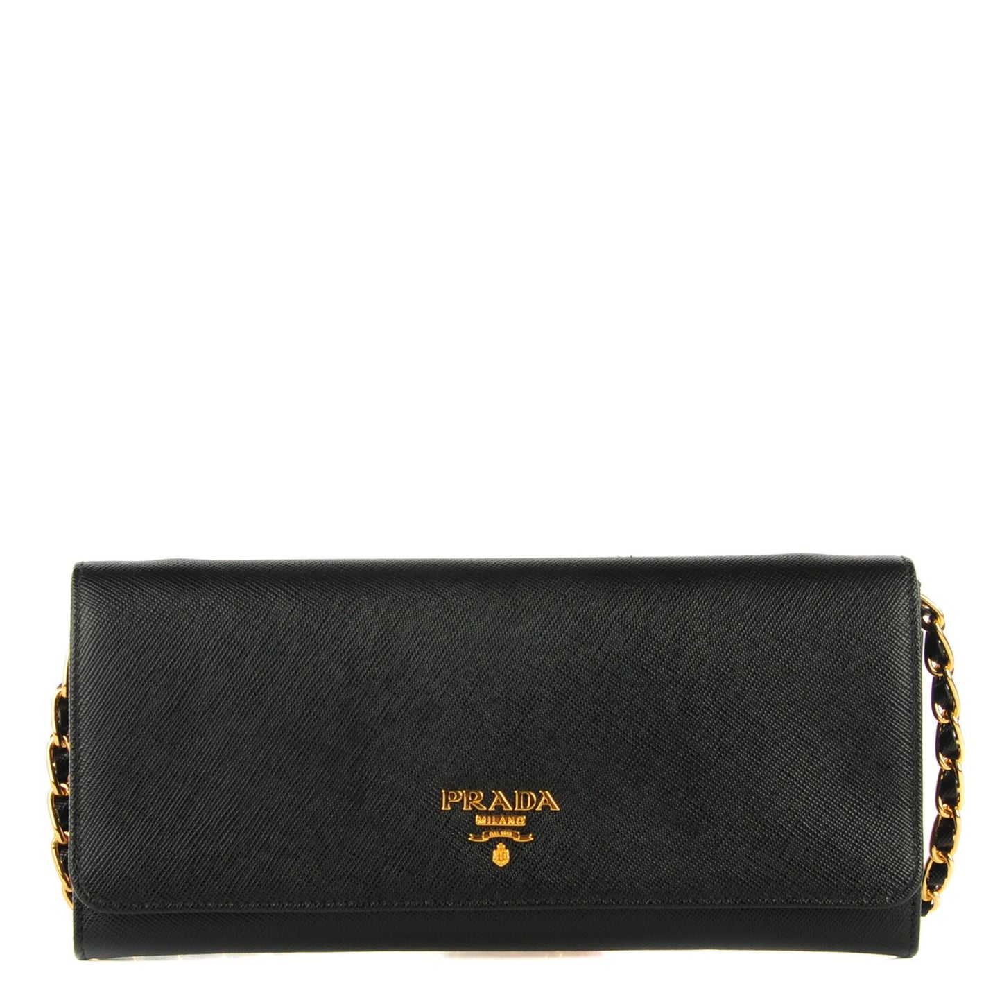 Saffiano Metal Oro Chain Wallet Nero Black