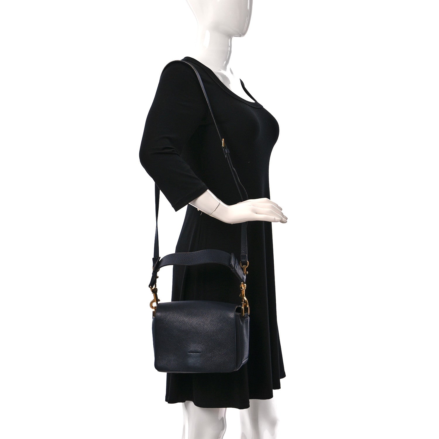 Lanvin Grained Calfskin Box Messenger Bag Navy 2 of 8