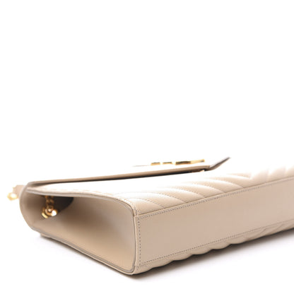 Saint Laurent Grain De Poudre Matelasse Chevron Large Monogram Satchel Nude Powder 7 of 11
