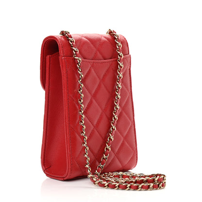 Chanel Caviar Quilted Classic Phone Holder Red 3 of 13