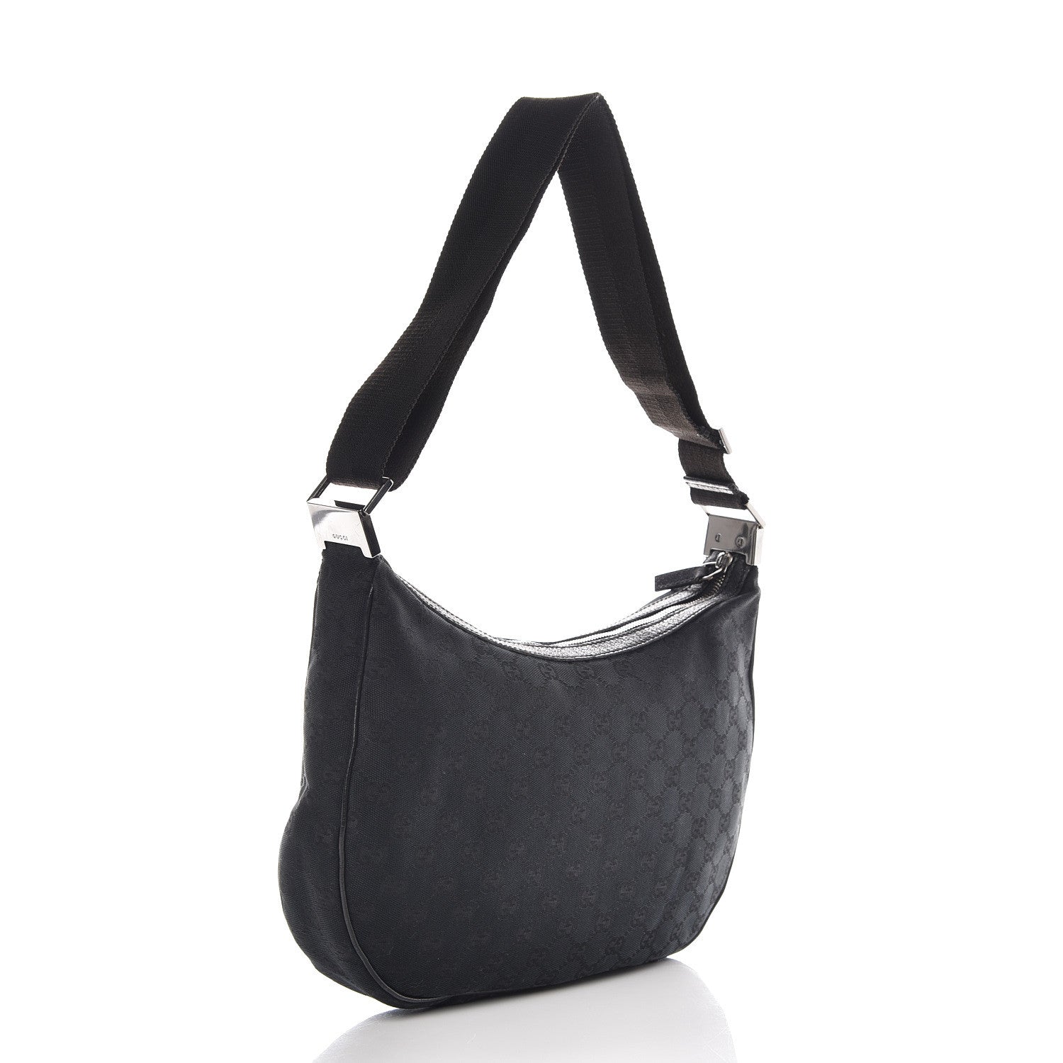 Gucci Monogram Medium Half Moon Hobo Black 3 of 14