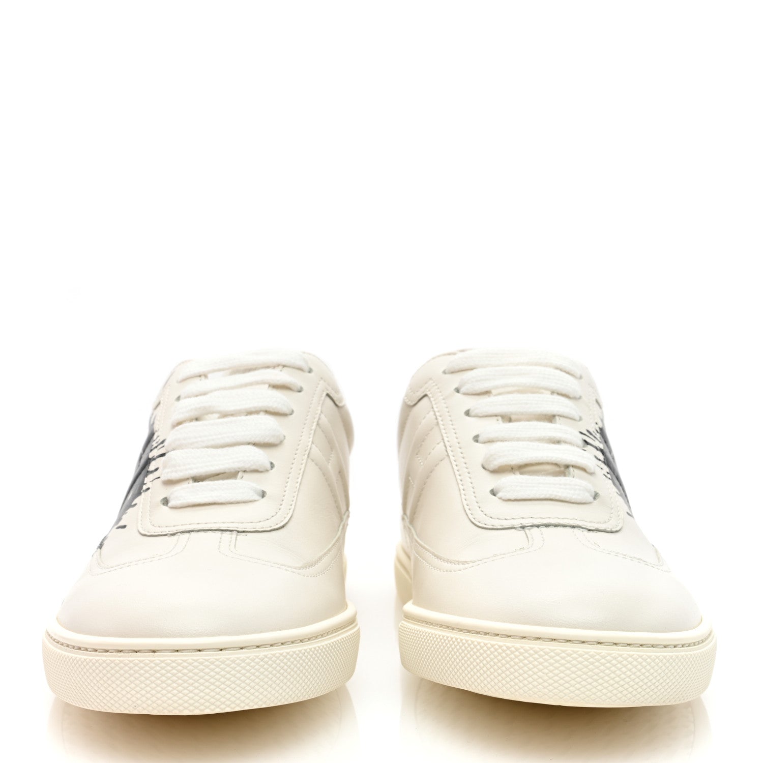 Hermes Swift Peinture Fraiche Womens Quicker Sneakers 37 White Black 3 of 7