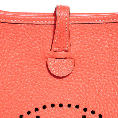 Hermes Taurillon Clemence Amazone Evelyne TPM Crevette and Rouge Casaque 9 of 16