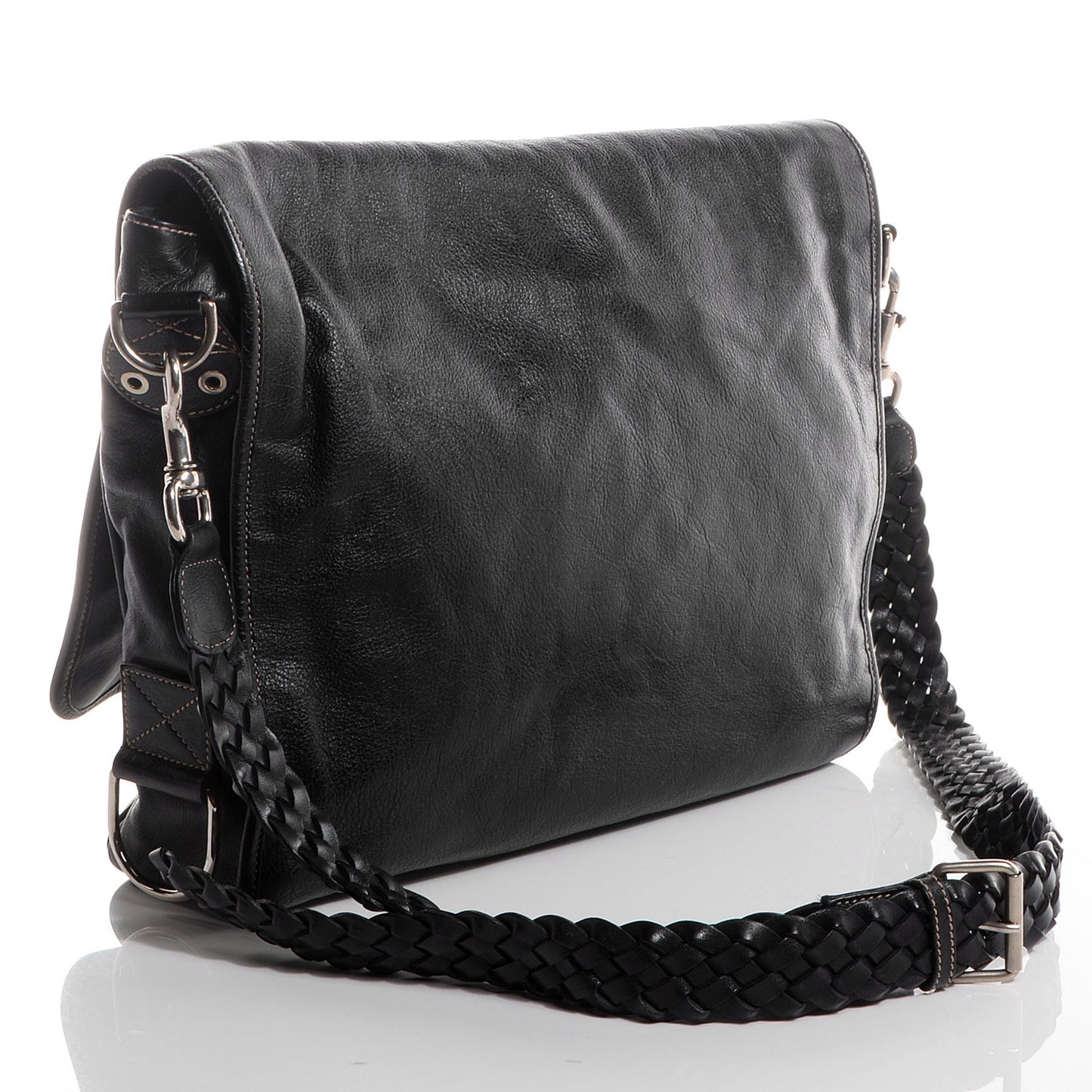 Leather Messenger Bag Black