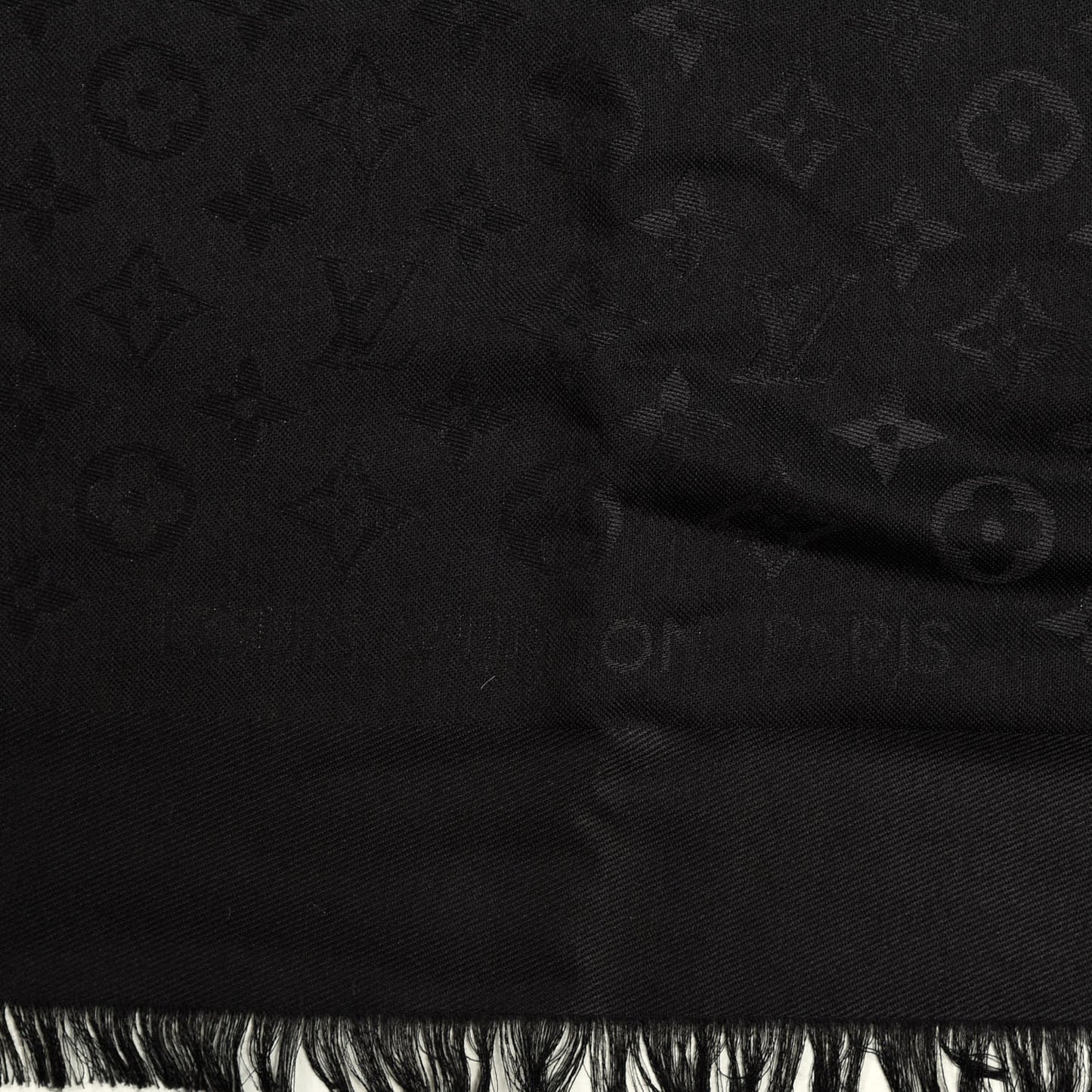Silk Wool Monogram Shawl Black