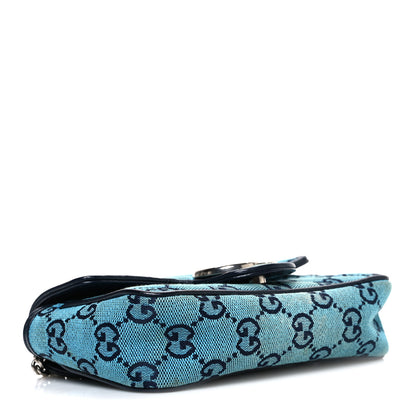 Gucci Monogram Multicolor Matelasse Diagonal Super Mini GG Marmont Shoulder Bag Light Blue 4 of 10