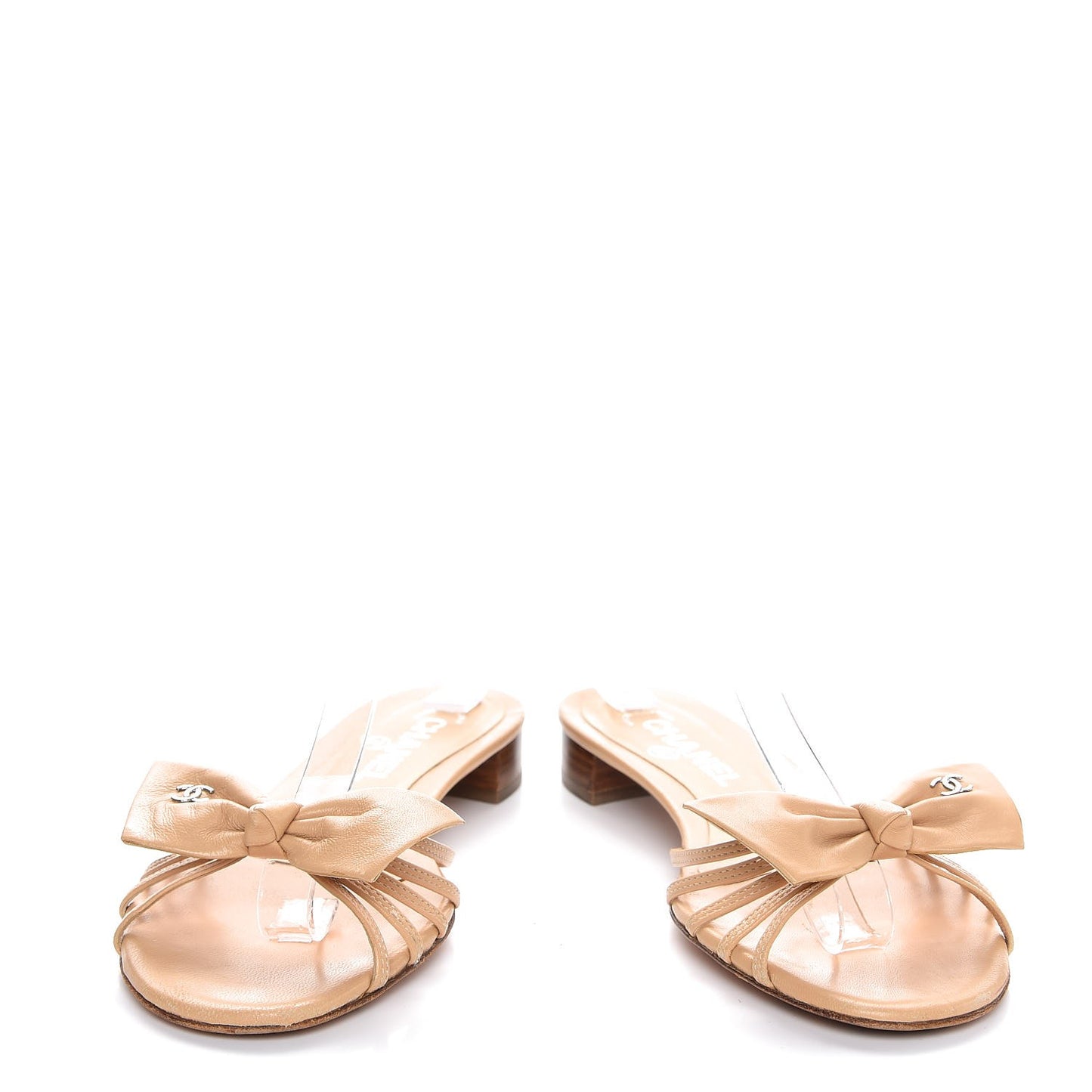 Lambskin CC Bow Sandals 36.5 Beige