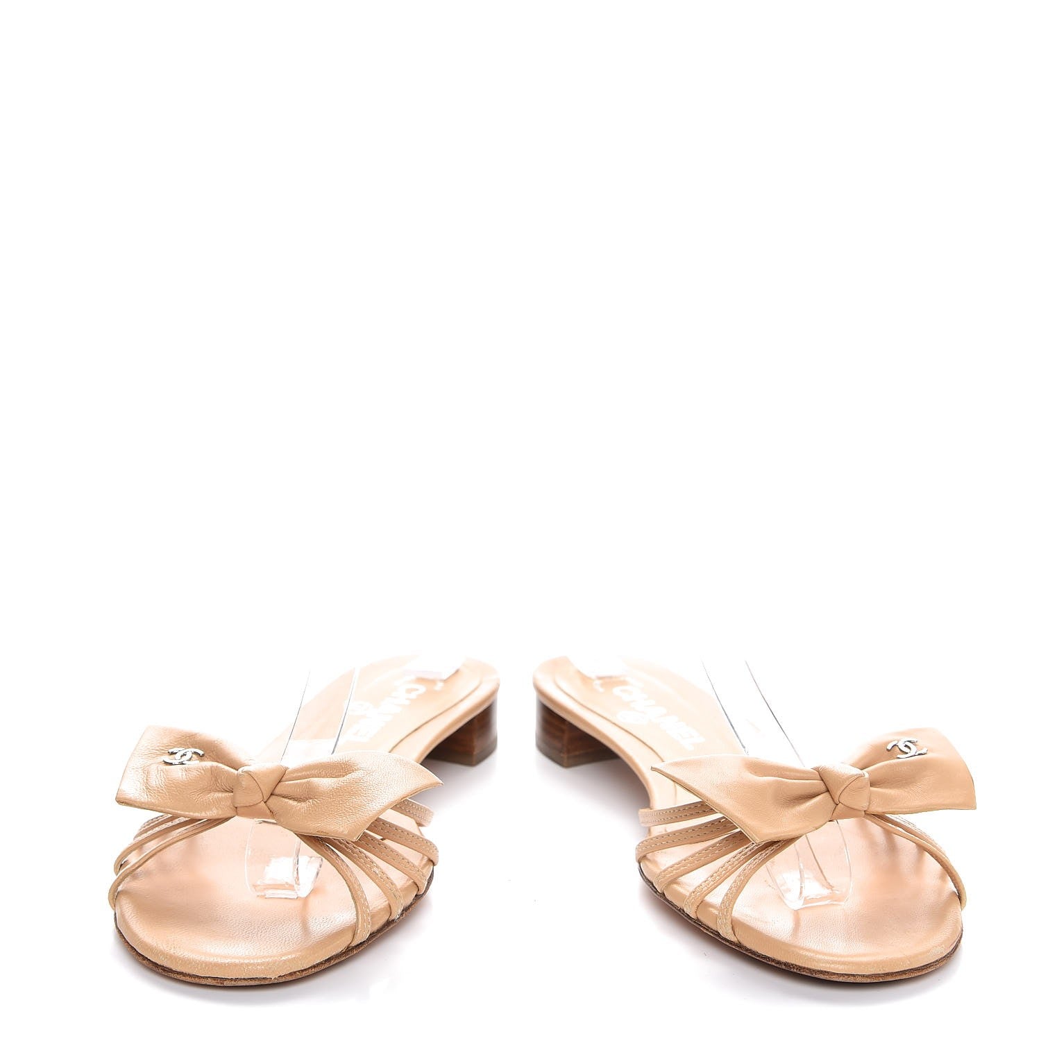 Chanel Lambskin CC Bow Sandals 36.5 Beige 5 of 11