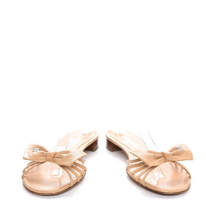 Chanel Lambskin CC Bow Sandals 36.5 Beige 5 of 11