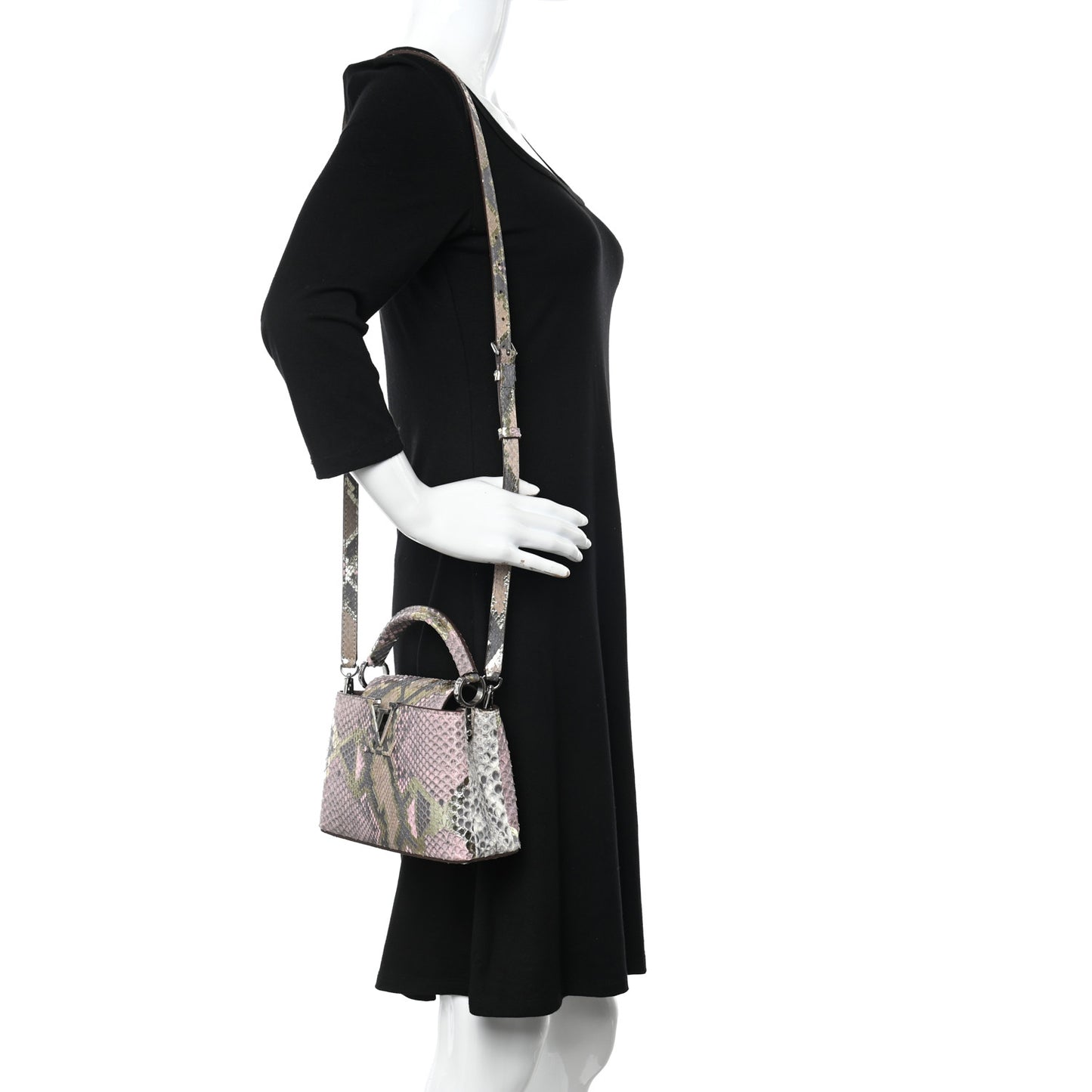 Metallic Snakeskin Capucines Mini Dore