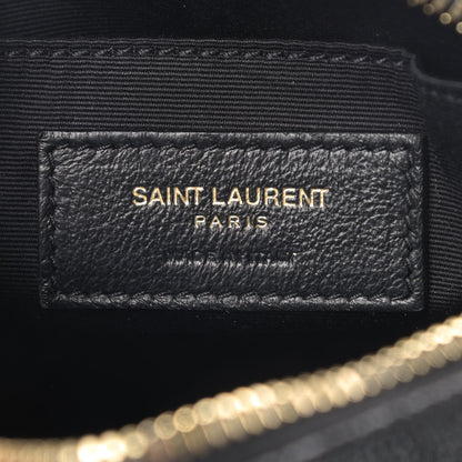 Saint Laurent Grain De Poudre Matelasse Chevron Quilted Round Vinyle Camera Bag Black 8 of 9