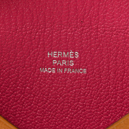 Hermes Chevre Mysore Verso Calvi Card Case Caramel Rose Shocking 6 of 9