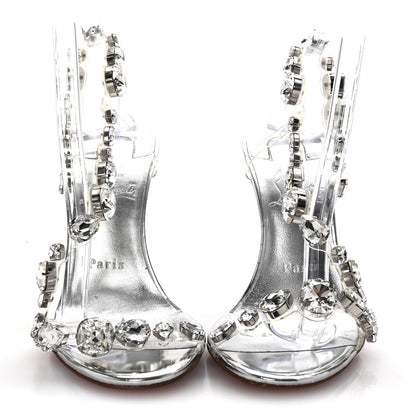 Christian Louboutin Laminated Calfskin PVC Jewel Rosalie 100 Sandals 37 Silver 3 of 8