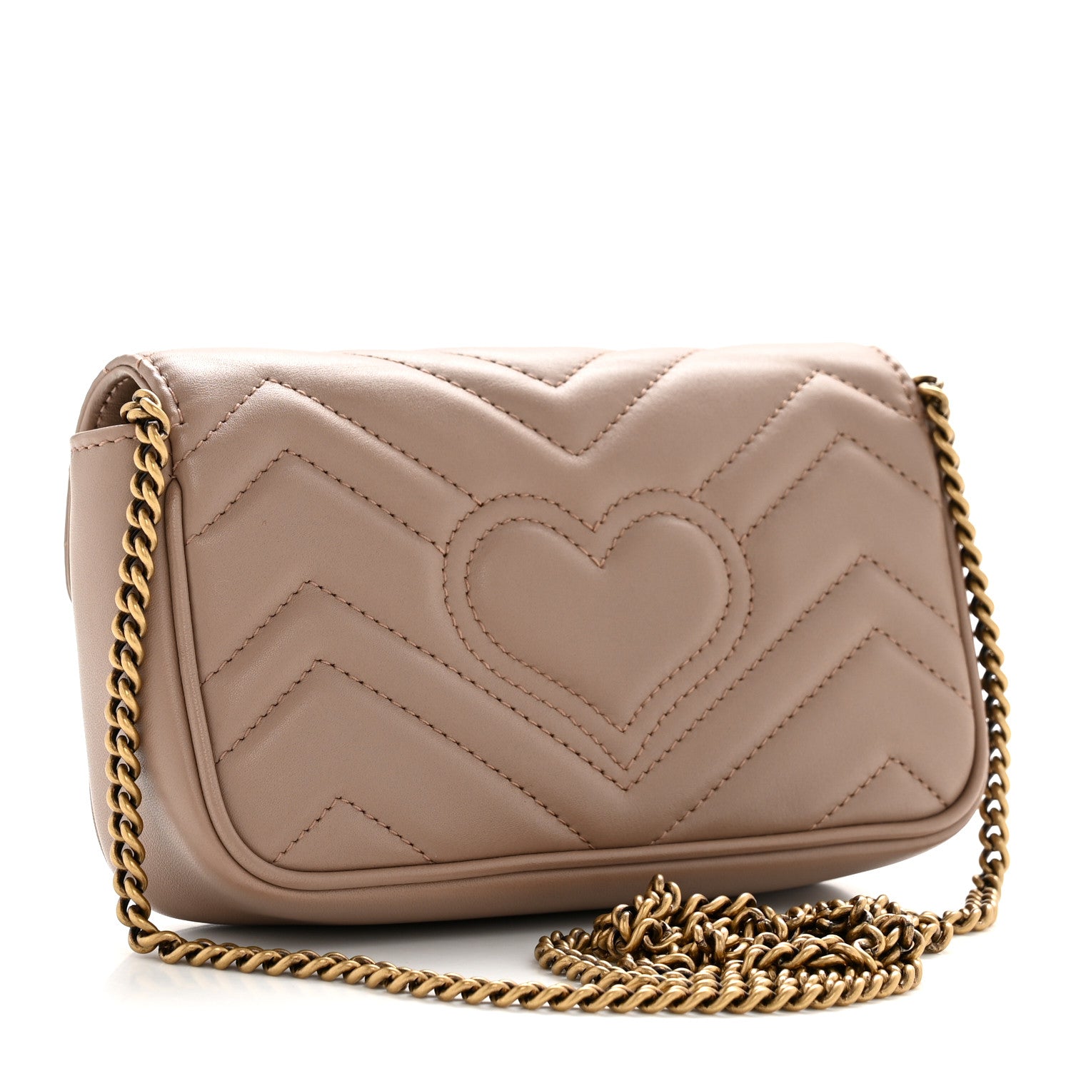 Gucci Calfskin Matelasse Super Mini GG Marmont Shoulder Bag Porcelain Rose 3 of 11