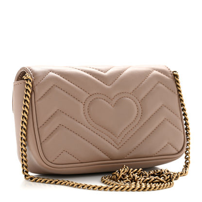 Gucci Calfskin Matelasse Super Mini GG Marmont Shoulder Bag Porcelain Rose 3 of 11