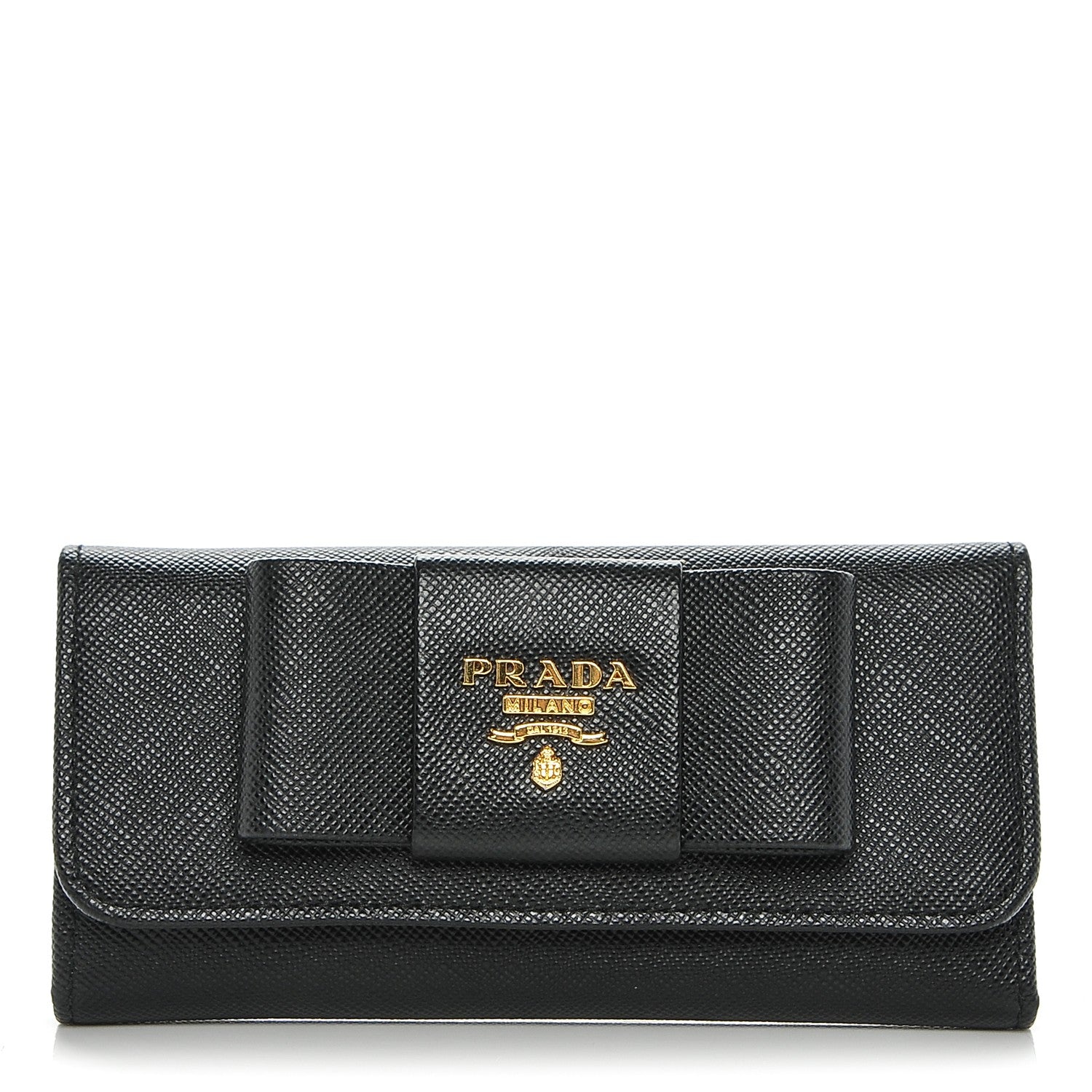 Prada Saffiano Fiocco Bow Metal 6 Key Holder Nero Black 1 of 7