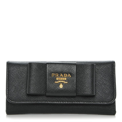 Prada Saffiano Fiocco Bow Metal 6 Key Holder Nero Black 1 of 7
