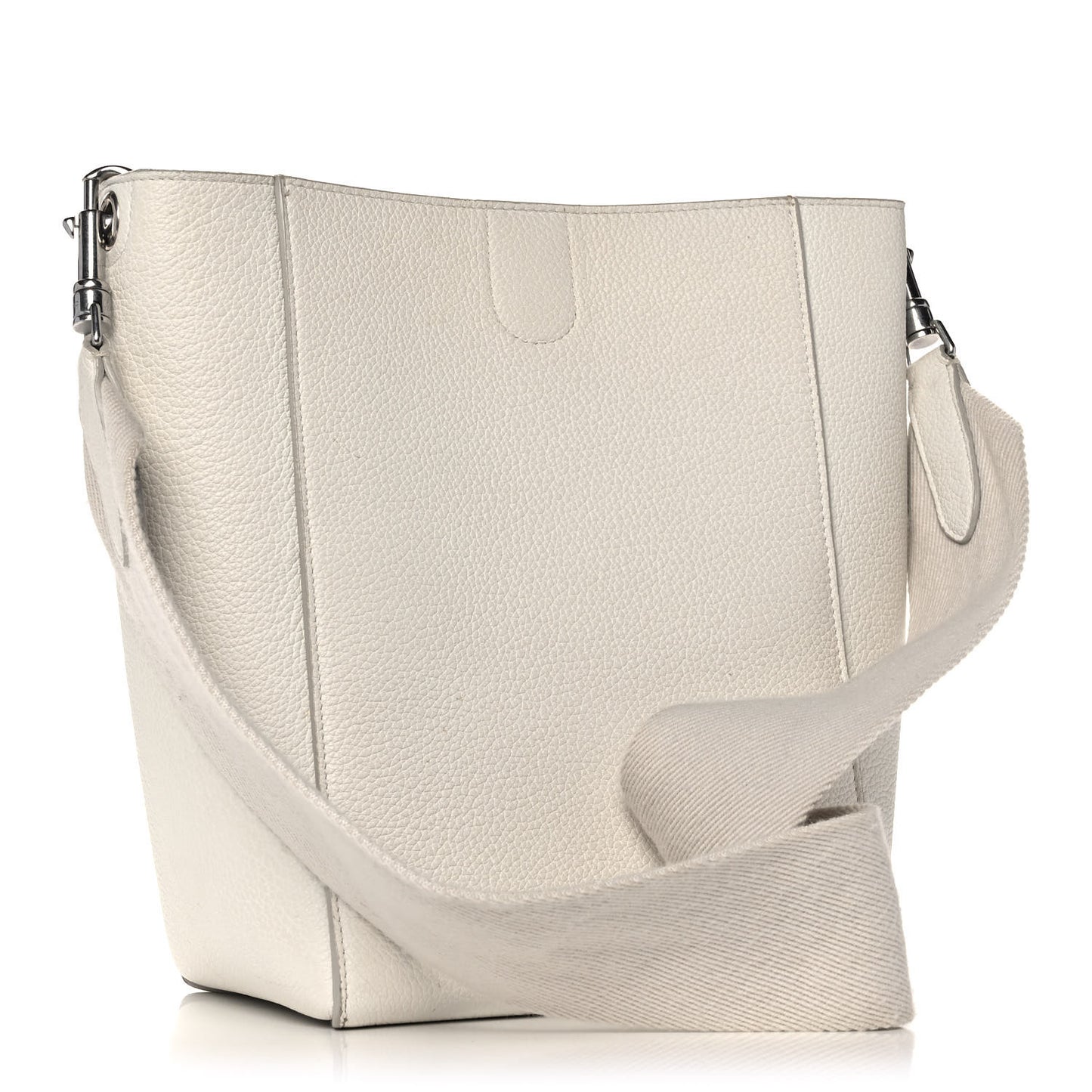 Soft Grained Calfskin Small Sangle Bucket Bag White